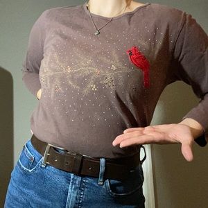 “Put A Bird On It” embroidered Rhinestone shirt